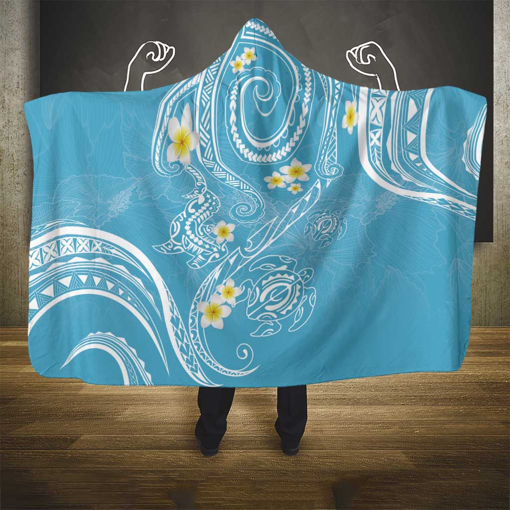 Polynesia Tribal Hooded Blanket Turquoise Plumeria Tentacles LT7 - Polynesian Pride