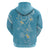 Polynesia Tribal Hoodie Turquoise Plumeria Tentacles