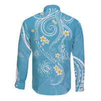Polynesia Tribal Long Sleeve Button Shirt Turquoise Plumeria Tentacles LT7 - Polynesian Pride