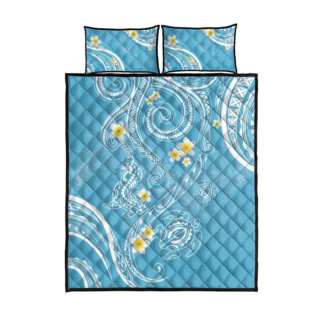 Polynesia Tribal Quilt Bed Set Turquoise Plumeria Tentacles LT7 - Polynesian Pride
