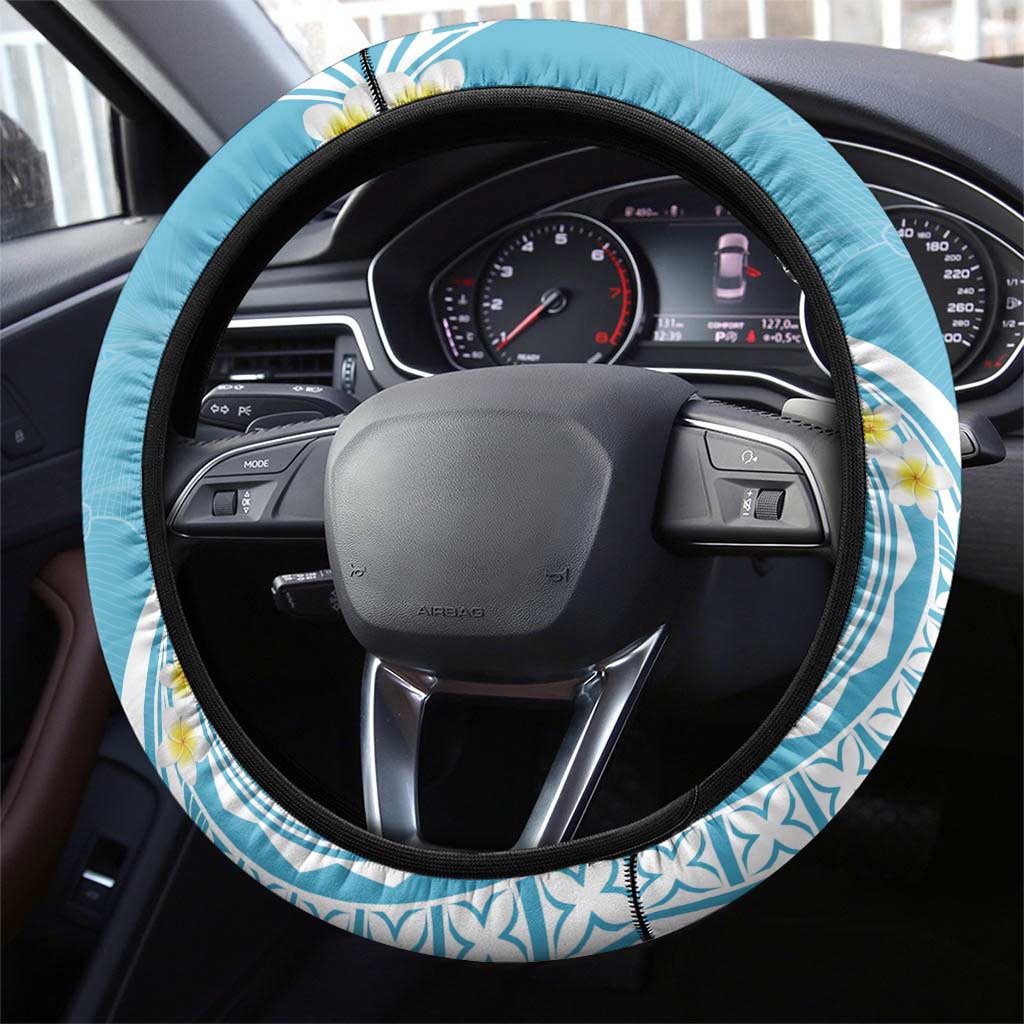 Polynesia Tribal Steering Wheel Cover Turquoise Plumeria Tentacles LT7 - Polynesian Pride