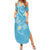 Polynesia Tribal Summer Maxi Dress Turquoise Plumeria Tentacles