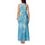 Polynesia Tribal Tank Maxi Dress Turquoise Plumeria Tentacles