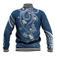 Polynesia Tribal Baseball Jacket Deep Blue Plumeria Tentacles LT7 - Polynesian Pride