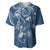 Polynesia Tribal Baseball Jersey Deep Blue Plumeria Tentacles