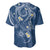 Polynesia Tribal Baseball Jersey Deep Blue Plumeria Tentacles