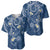 Polynesia Tribal Baseball Jersey Deep Blue Plumeria Tentacles