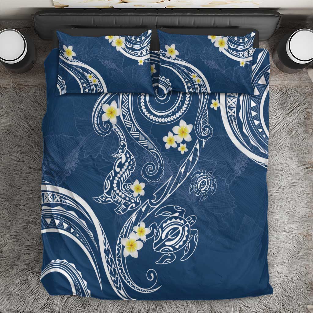 Polynesia Tribal Bedding Set Deep Blue Plumeria Tentacles LT7 Blue - Polynesian Pride