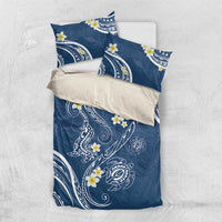 Polynesia Tribal Bedding Set Deep Blue Plumeria Tentacles LT7 US Twin 172cm x 218cm Blue - Polynesian Pride