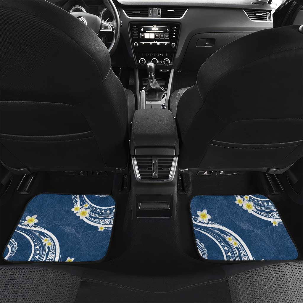 Polynesia Tribal Car Mats Deep Blue Plumeria Tentacles LT7 Set 2pcs - Back Blue - Polynesian Pride