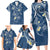 Polynesia Tribal Family Matching Long Sleeve Bodycon Dress and Hawaiian Shirt Deep Blue Plumeria Tentacles