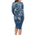 Polynesia Tribal Family Matching Long Sleeve Bodycon Dress and Hawaiian Shirt Deep Blue Plumeria Tentacles