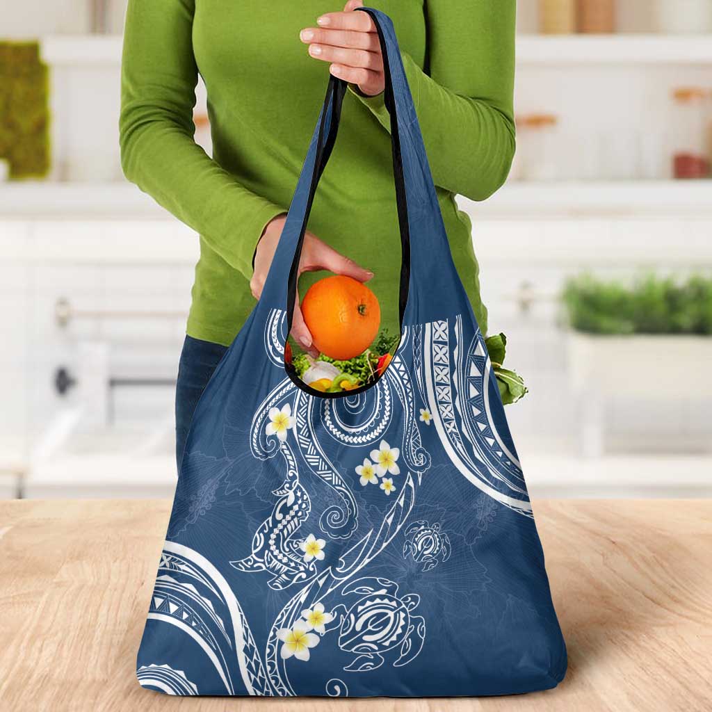 Polynesia Tribal Grocery Bag Deep Blue Plumeria Tentacles LT7 - Polynesian Pride