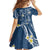 Polynesia Tribal Kid Short Sleeve Dress Deep Blue Plumeria Tentacles