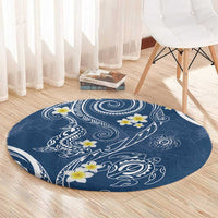 Polynesia Tribal Round Carpet Deep Blue Plumeria Tentacles LT7 - Polynesian Pride