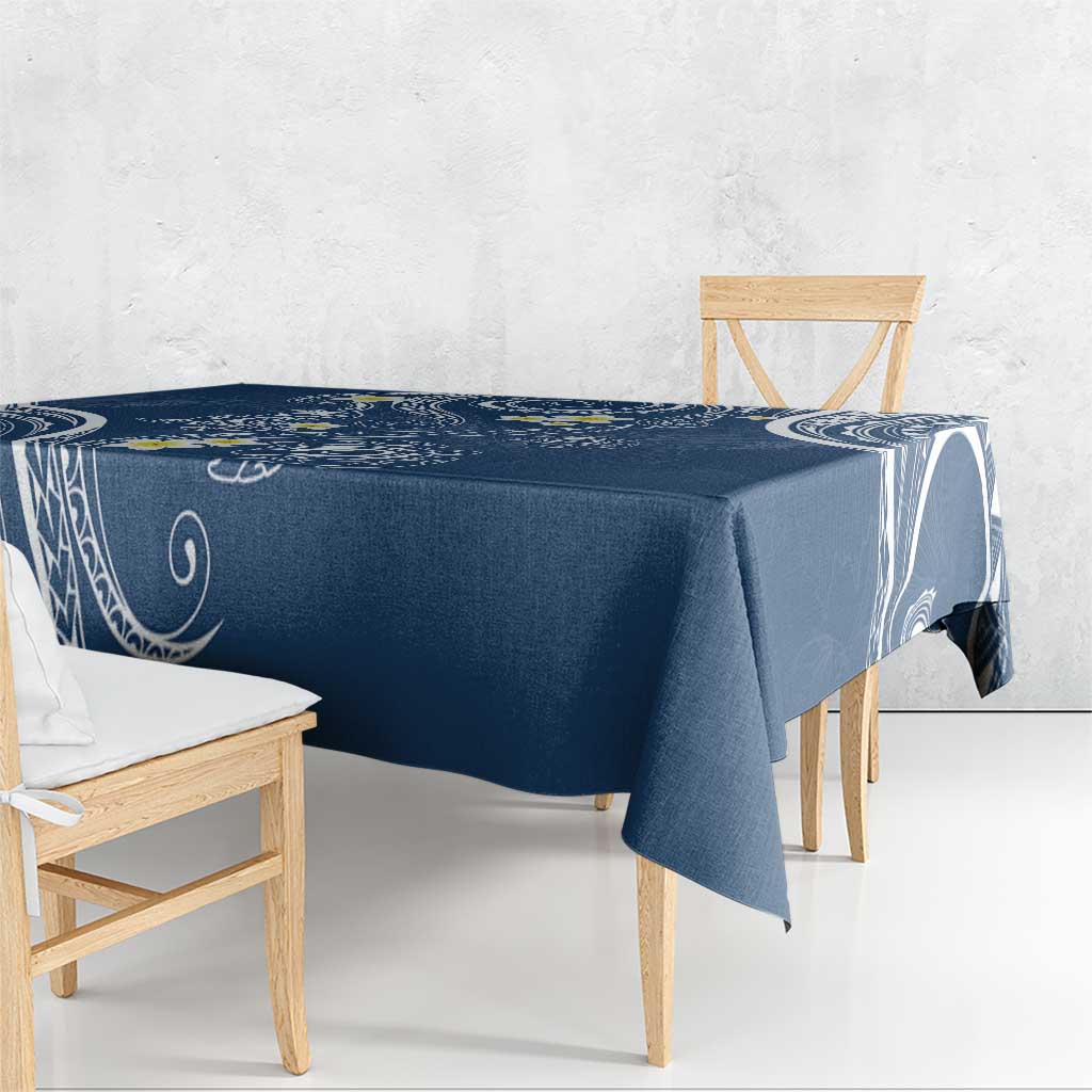 Polynesia Tribal Tablecloth Deep Blue Plumeria Tentacles LT7 - Polynesian Pride
