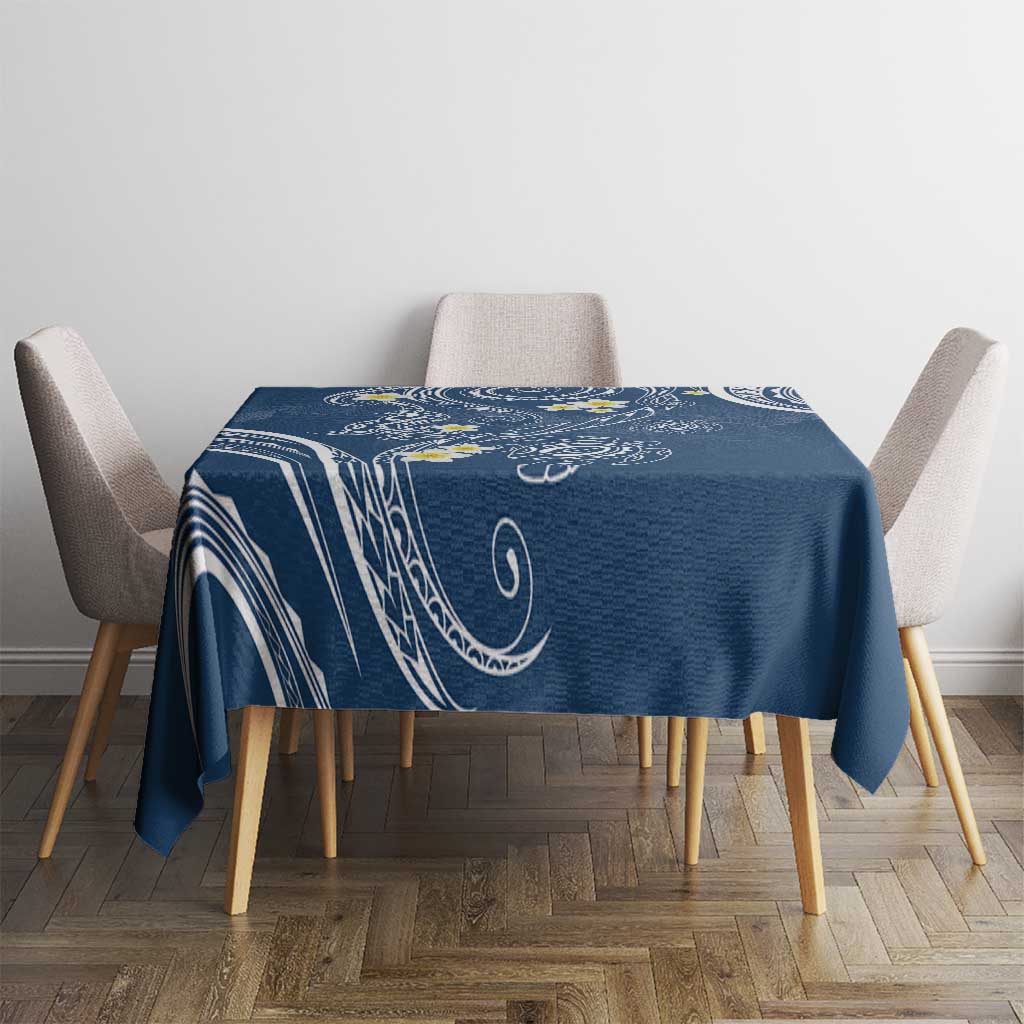 Polynesia Tribal Tablecloth Deep Blue Plumeria Tentacles LT7 - Polynesian Pride
