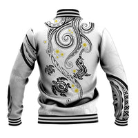 Polynesia Tribal Baseball Jacket White Plumeria Tentacles LT7 - Polynesian Pride