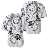 Polynesia Tribal Baseball Jersey White Plumeria Tentacles LT7 - Polynesian Pride
