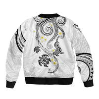 Polynesia Tribal Bomber Jacket White Plumeria Tentacles LT7 - Polynesian Pride