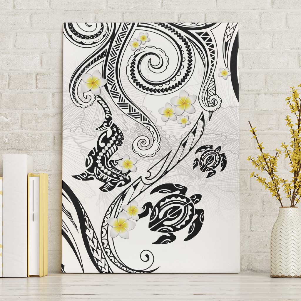 Polynesia Tribal Canvas Wall Art White Plumeria Tentacles