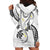 Polynesia Tribal Hoodie Dress White Plumeria Tentacles