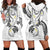 Polynesia Tribal Hoodie Dress White Plumeria Tentacles