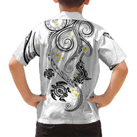 Polynesia Tribal Kid Hawaiian Shirt White Plumeria Tentacles LT7 - Polynesian Pride