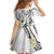 Polynesia Tribal Kid Short Sleeve Dress White Plumeria Tentacles