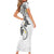 Polynesia Tribal Short Sleeve Bodycon Dress White Plumeria Tentacles