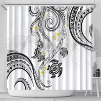 Polynesia Tribal Shower Curtain White Plumeria Tentacles LT7 - Polynesian Pride