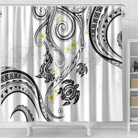 Polynesia Tribal Shower Curtain White Plumeria Tentacles LT7 - Polynesian Pride