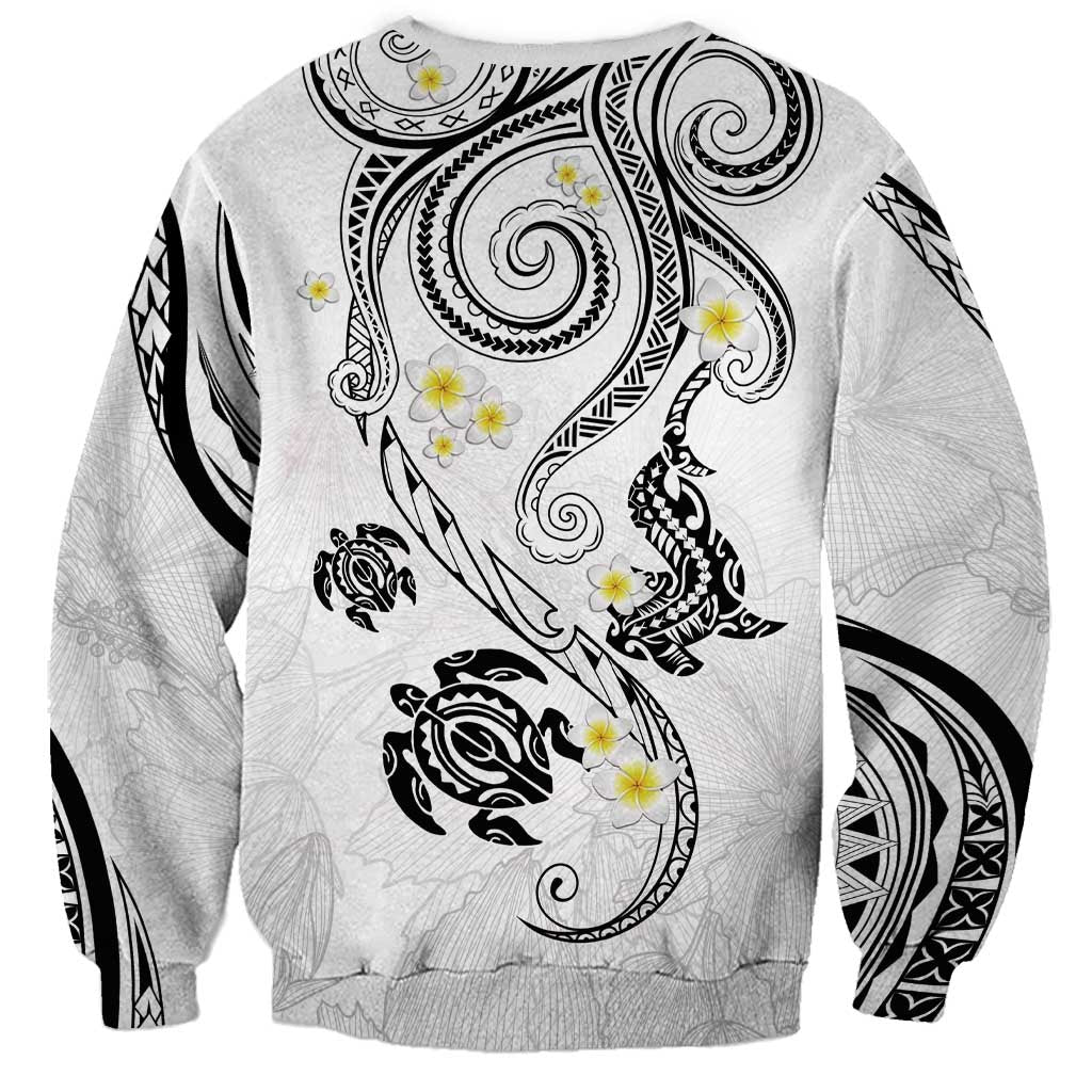 Polynesia Tribal Sweatshirt White Plumeria Tentacles LT7 - Polynesian Pride