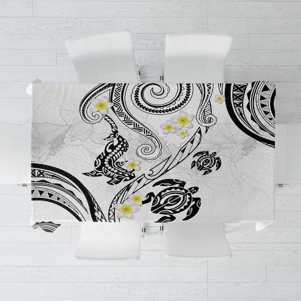 Polynesia Tribal Tablecloth White Plumeria Tentacles LT7 White - Polynesian Pride