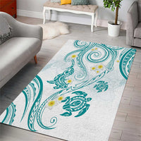 Polynesia Tribal Area Rug Teal Plumeria Tentacles LT7 - Polynesian Pride