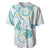 Polynesia Tribal Baseball Jersey Teal Plumeria Tentacles