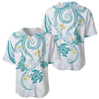 Polynesia Tribal Baseball Jersey Teal Plumeria Tentacles LT7 - Polynesian Pride