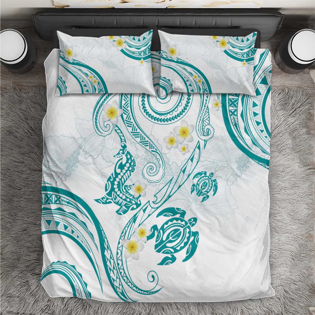 Polynesia Tribal Bedding Set Teal Plumeria Tentacles LT7 Teal - Polynesian Pride