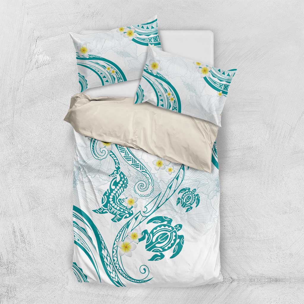 Polynesia Tribal Bedding Set Teal Plumeria Tentacles LT7 US Twin 172cm x 218cm Teal - Polynesian Pride