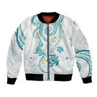 Polynesia Tribal Bomber Jacket Teal Plumeria Tentacles LT7 Unisex Teal - Polynesian Pride