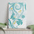 Polynesia Tribal Canvas Wall Art Teal Plumeria Tentacles