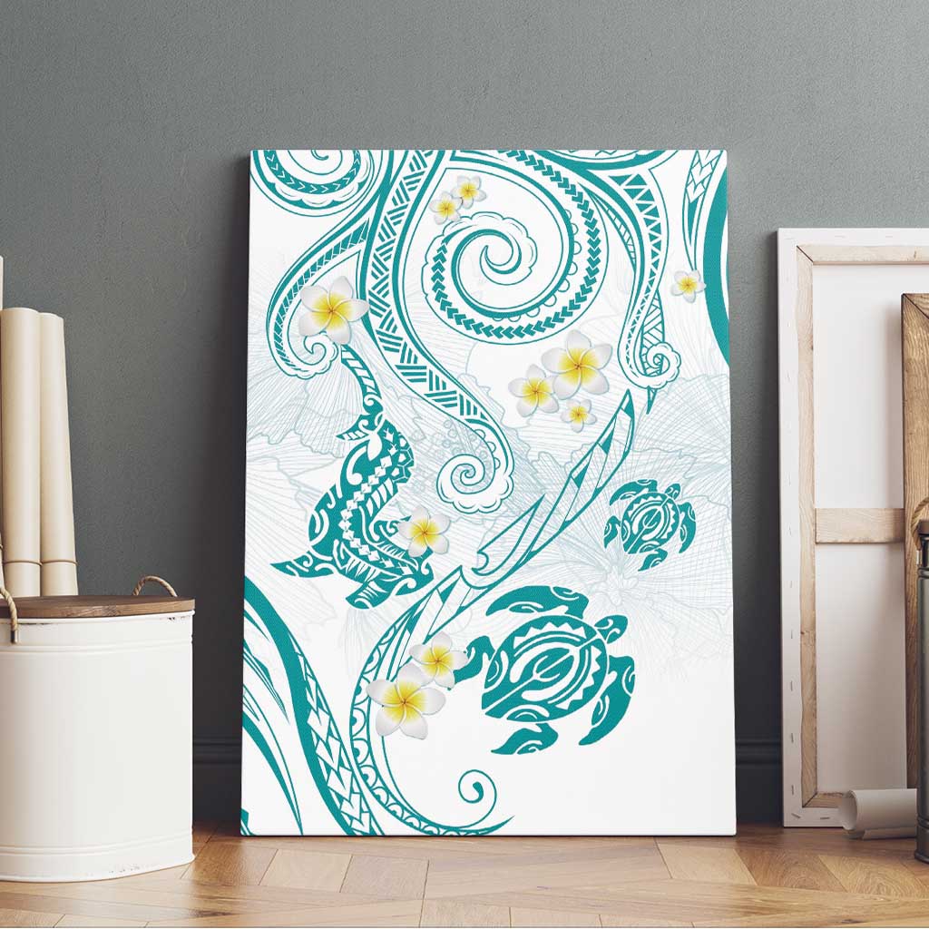 Polynesia Tribal Canvas Wall Art Teal Plumeria Tentacles LT7 - Polynesian Pride