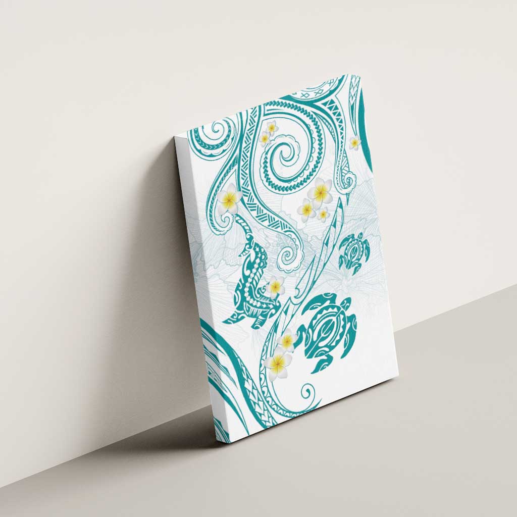 Polynesia Tribal Canvas Wall Art Teal Plumeria Tentacles LT7 - Polynesian Pride