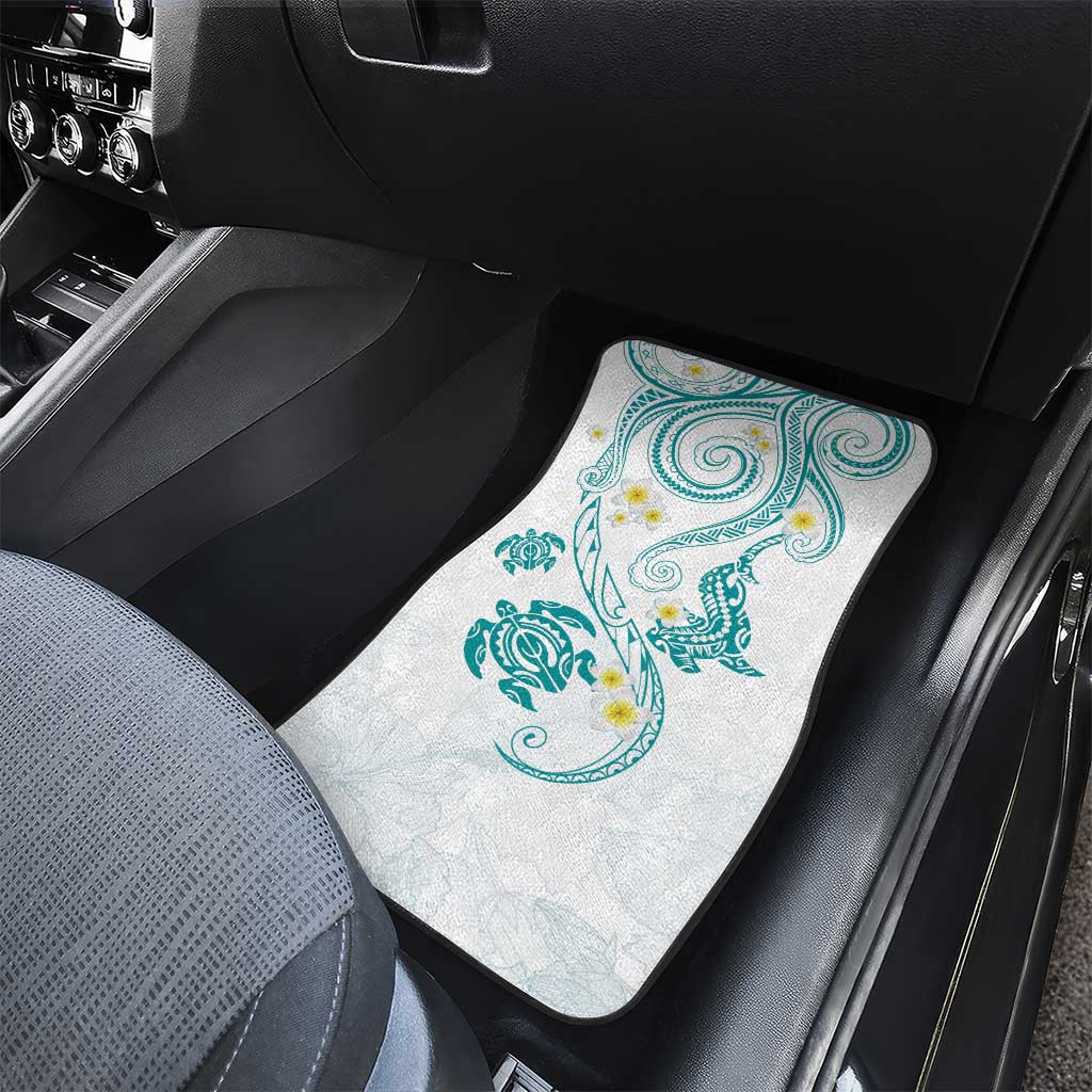 Polynesia Tribal Car Mats Teal Plumeria Tentacles LT7 - Polynesian Pride