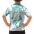 Polynesia Tribal Family Matching Long Sleeve Bodycon Dress and Hawaiian Shirt Teal Plumeria Tentacles