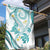 Polynesia Tribal Garden Flag Teal Plumeria Tentacles