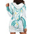 Polynesia Tribal Hoodie Dress Teal Plumeria Tentacles