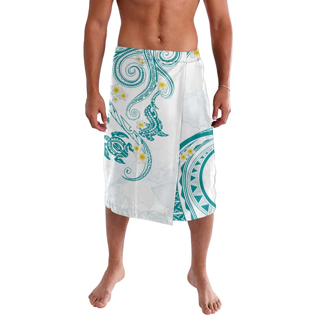 Polynesia Tribal Lavalava Teal Plumeria Tentacles