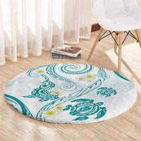 Polynesia Tribal Round Carpet Teal Plumeria Tentacles LT7 - Polynesian Pride