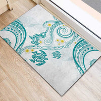 Polynesia Tribal Rubber Doormat Teal Plumeria Tentacles LT7 - Polynesian Pride
